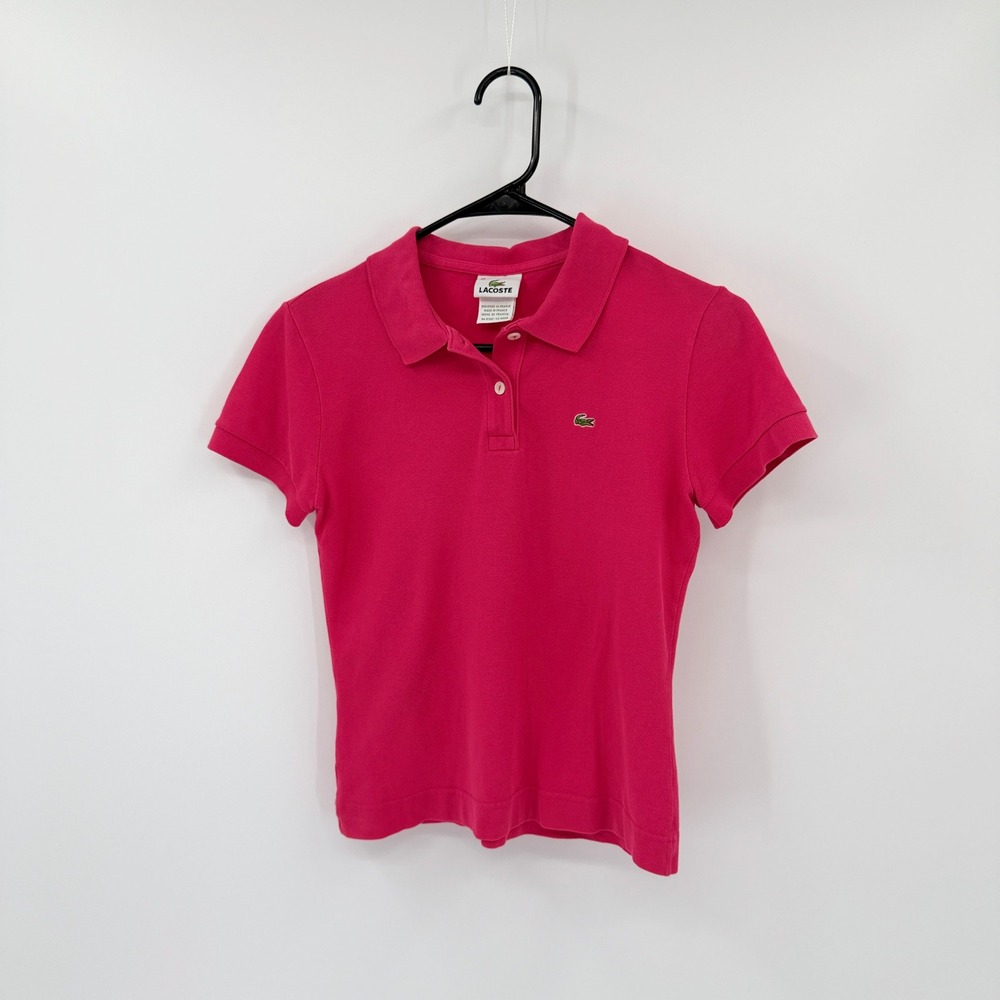 Lacoste Pink Polo Shirt Kids Size 40/8 Short Sleeve Preppy Crocodile Logo